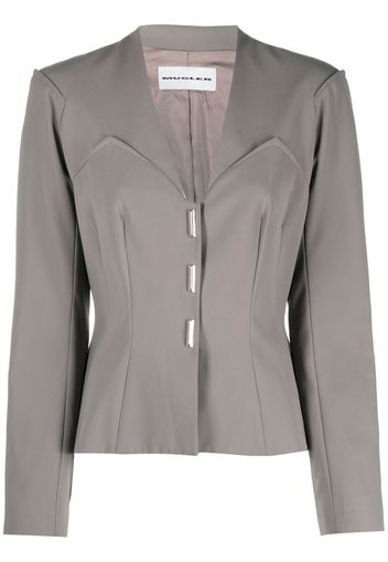 Thierry Mugler Pre-Owned bustier design V-neck jacket - Grey