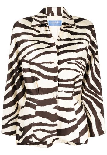 Thierry Mugler Pre-Owned zebra print silk jacket - Neutrals