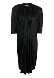 Thierry Mugler Pre-Owned 1980s pleat detailing buttoned dress - Black