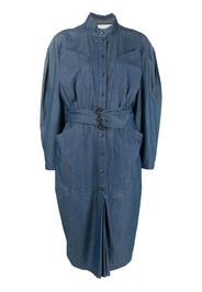 Thierry Mugler Pre-Owned belted denim shirtdress - Blue