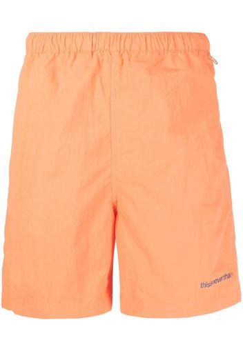 This Is Never That embroidered-logo detail shorts - Orange