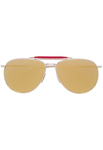 Thom Browne Eyewear Gold Aviators With Mirrored Lens - Metallic