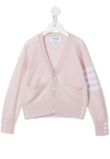 Thom Browne Kids 4-Bar V-neck cashmere cardigan - Pink