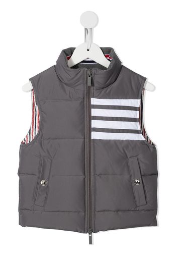 Thom Browne Kids downfilled sleeveless 4-Bar vest - Grey