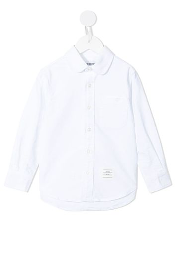 Thom Browne Kids ROUND COLLAR SHIRT IN OXFORD - White