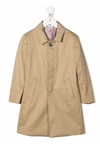 Thom Browne Kids bal-collar cotton overcoat - Neutrals