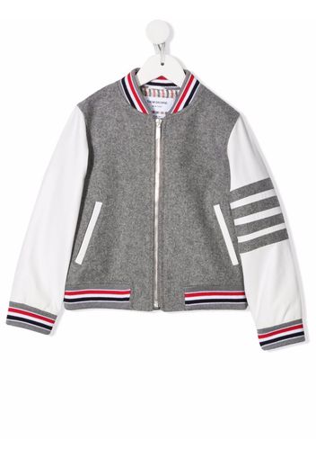 Thom Browne Kids stripe-print bomber jacket - Grey