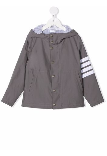 Thom Browne Kids striped-sleeve hooded jacket - 035 MED GREY