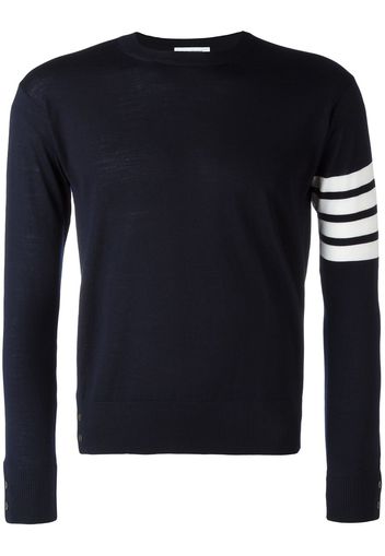 Thom Browne Crewneck Pullover With 4-Bar Stripe In Navy Merino - Blue