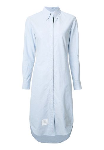 Thom Browne Button Down Knee Length Shirt Dress with Grosgrain Placket - Blue