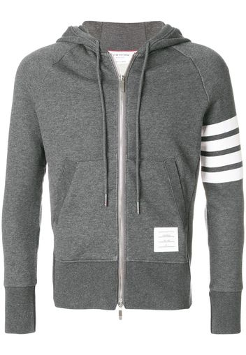 Thom Browne Engineered 4-Bar Zip-Up Jersey Hoodie - Grey