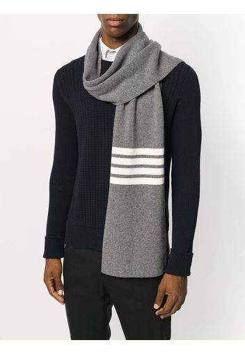 Thom Browne 4-Bar Stripe Cashmere Rib Scarf - Grey