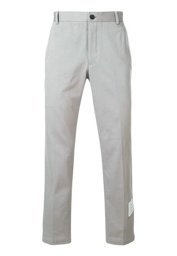 Thom Browne Unconstructed Cotton Twill Chino embroidered Trouser - Grey