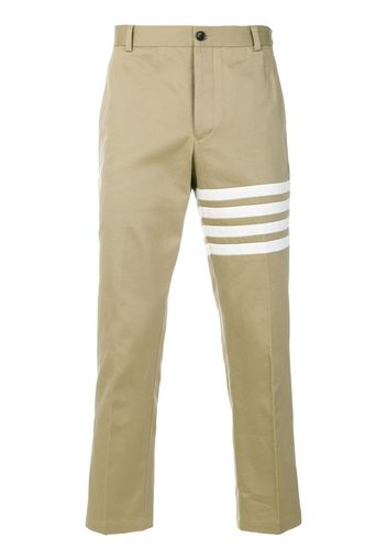 Thom Browne Seamed 4-Bar Stripe Unconstructed Chino Trouser In Cotton Twill - Neutrals