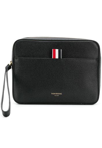 Thom Browne textured zip pouch - Black