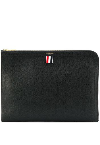 Thom Browne Pebbled Leather Document Gusset Folio - Black