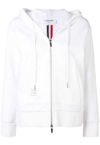 Thom Browne Center-Back Stripe Zip-Up Hoodie - White