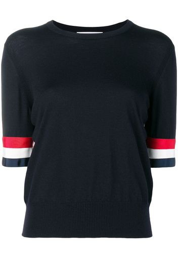 Thom Browne Rwb Cuff Fine Merino Tee - Blue