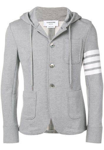 Thom Browne 4-bar Loopback Hooded Sport Coat - Grey