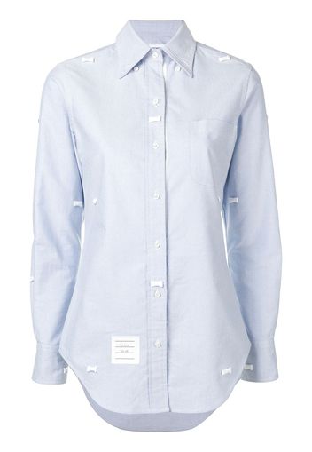 Thom Browne Bow Embroidery Point Collar Shirt - Blue