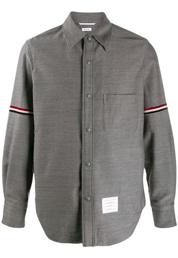 wool cotton suiting snap front shirt jacket