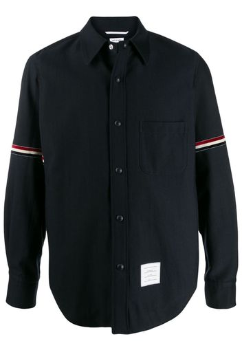 wool cotton suiting snap front shirt jacket