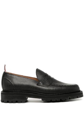 Thom Browne grosgrain-loop round-toe loafers - Black