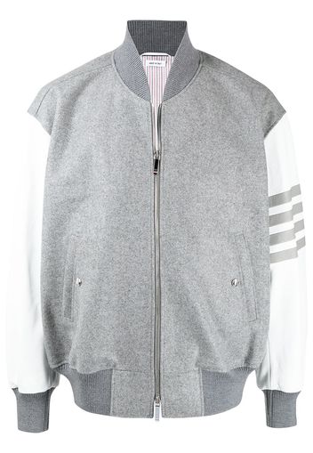 Thom Browne 4-Bar stripe bomber jacket - Grey