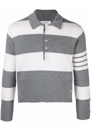 Thom Browne Rugby Stripe Polo cashmere sweater - Grey