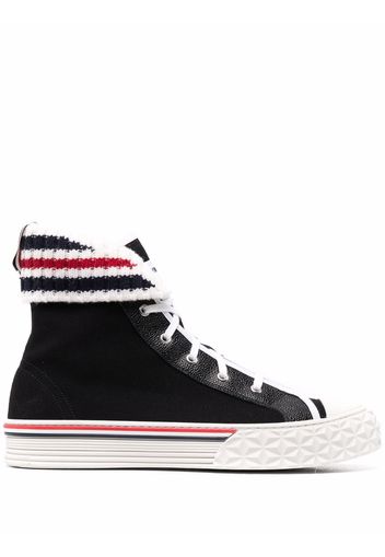 Thom Browne tartan-sole RWB stripe sneakers - Black