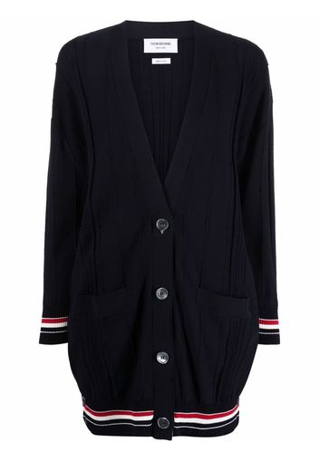 Thom Browne oversized RWB stripe-detail cardigan - Blue