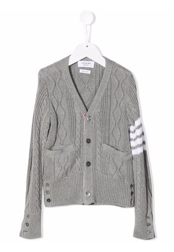 Thom Browne 4-Bar cable-knit cotton cardigan - Grey