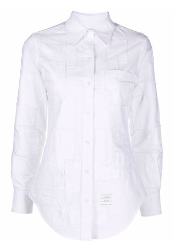 Thom Browne patchwork stitch button-up shirt - White