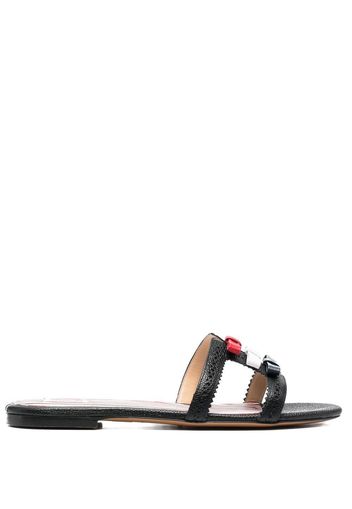Thom Browne three-bow detail flat slide sandals - Black