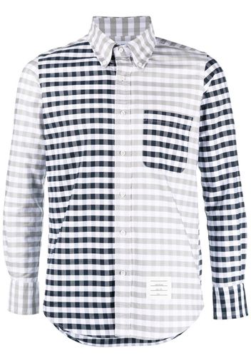Thom Browne panelled gingham cotton shirt - Grey
