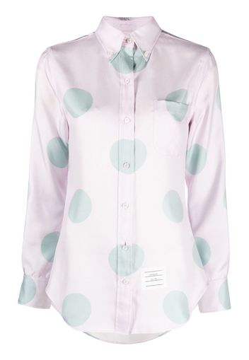 Thom Browne polka-dot silk long-sleeve shirt - Pink