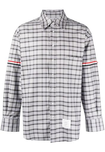 Thom Browne plaid-check print shirt - Grey