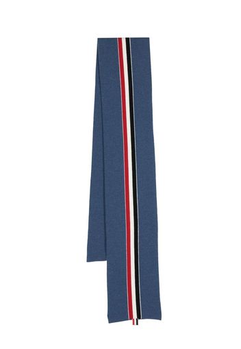 Thom Browne 4-Bar tab intarsia-knit scarf - Blue