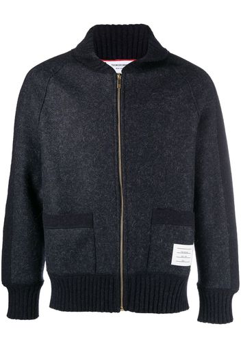 Thom Browne logo-patch knit cardigan - Blue