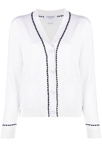 Thom Browne V-neck cotton cardigan - White