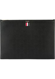 Thom Browne Large Zipper Laptop Holder (39X28CM) In Pebble Grain - Black