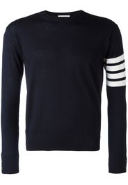 Thom Browne Crewneck Pullover With 4-Bar Stripe In Navy Merino - Blue