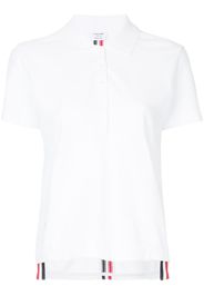 Thom Browne Relaxed Fit Short Sleeve Polo With Center Back Red, White And Blue Stripe In Classic Pique