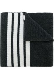 Thom Browne Full Needle Rib Scarf With White 4-Bar Stripe In Cashmere - Grey