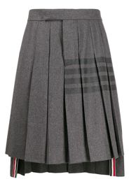 Knee-length Pleated 4-bar Striped skirt