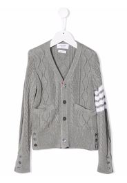 Thom Browne 4-Bar cable-knit cotton cardigan - Grey