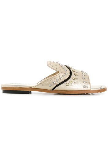 Tod's stud-embellished slide sandals - Metallic