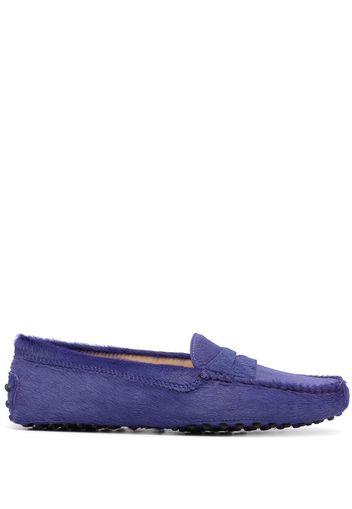 Tod's round-toe textured-finish loafers - Purple