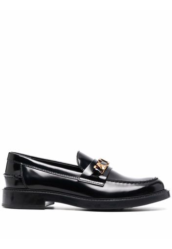 Tod's logo-plaque leather loafers - Black