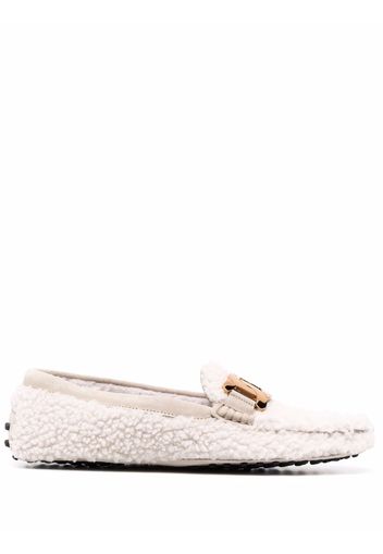 Tod's Gommino shearling loafers - White